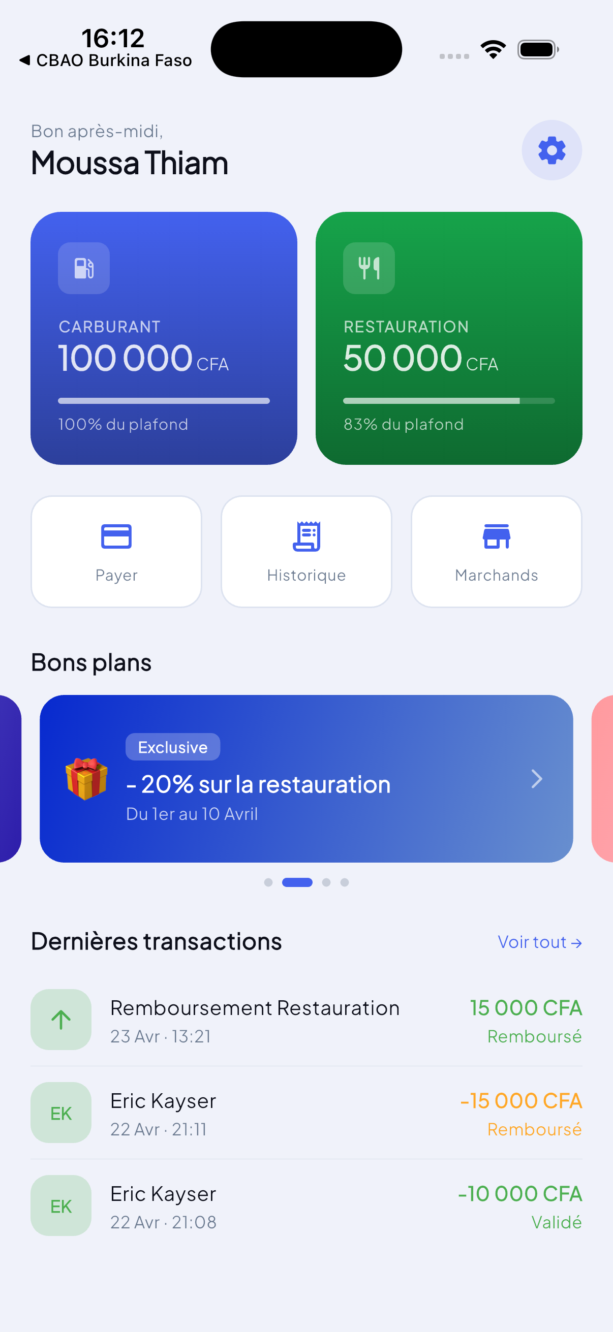 Capture de l'application mobile Moogaw